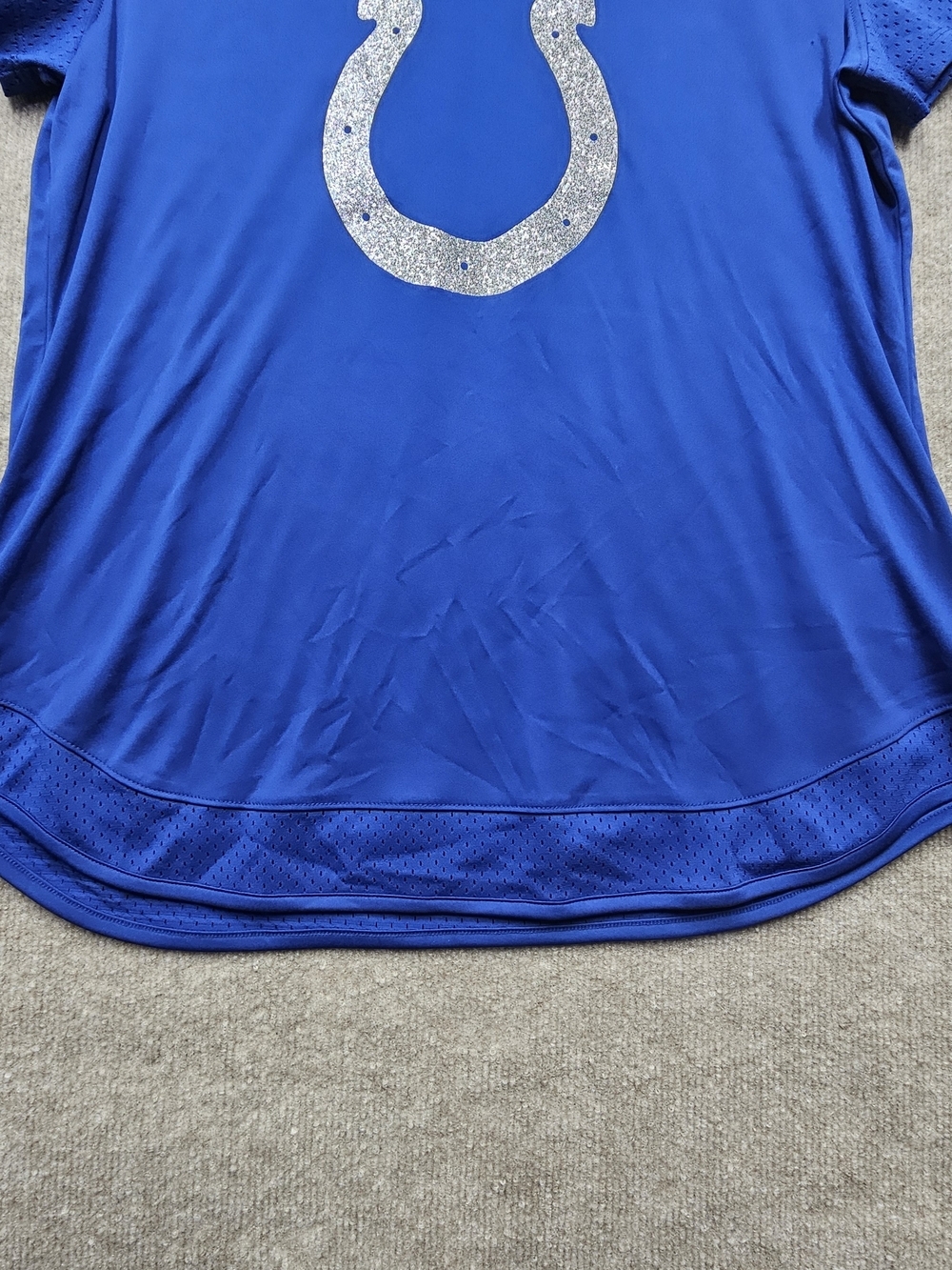 NFL Team Apparel Colts Lace Up Glitter Horseshoe Jersey Top L - Picture 5 of 12